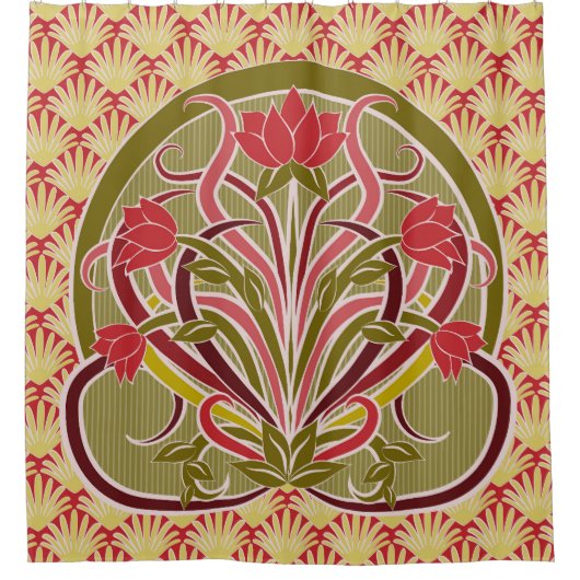 アールヌーボーフローラ壁紙 シャワーカーテン (正面)