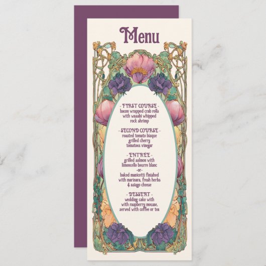 アールヌーボーフローラ結婚のメニュー メニュー (正面/裏面)