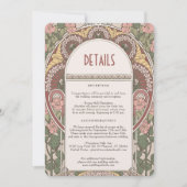 アールヌーボーフローラ結婚の詳細エンクロージャカード 招待状 (正面)