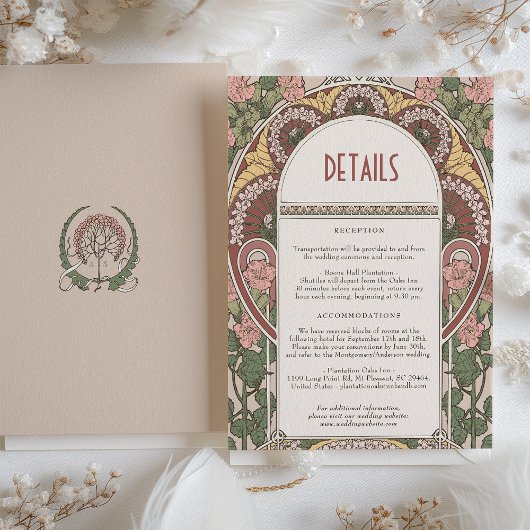 アールヌーボーフローラ結婚の詳細エンクロージャカード 招待状