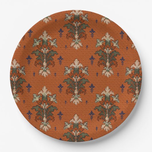 アールヌーボーフローラ結婚ブケッツ誕生日 ペーパープレート (正面)