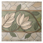 アールヌーボーフローラ縁どオーナメント タイル (正面)