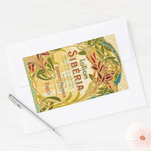 アールヌーボーフローラ美しいローション・シベリア・ラベル 長方形シール (封筒)