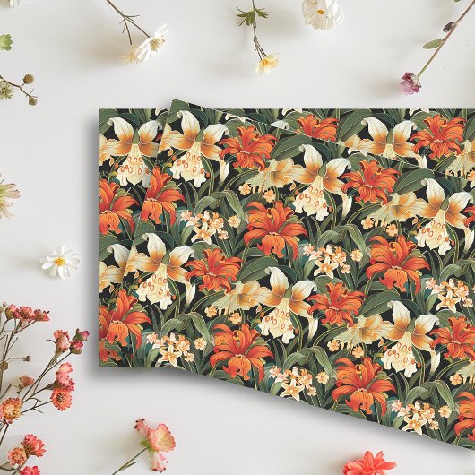 アールヌーボーフローラ花シームレス 薄葉紙