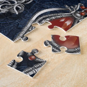 アールヌーボーフローラ：デニムエレガンス。 ジグソーパズル (側面)