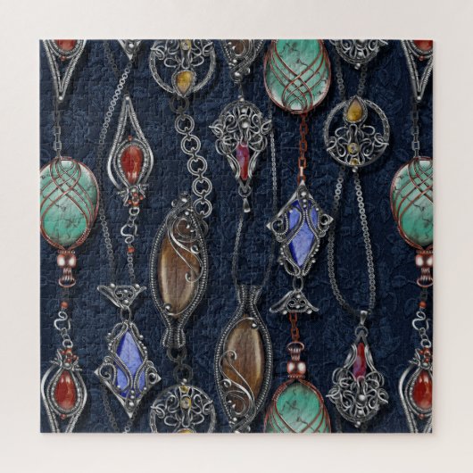 アールヌーボーフローラ：デニムエレガンス。 ジグソーパズル (縦)