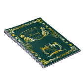 アールヌーボーブックカバーボタニカルモチーフ金ゴールドグリーン ノートブック (右側)