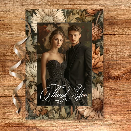 アールヌーボーブラウンウィリアム結婚モリスフローラ サンキューカード