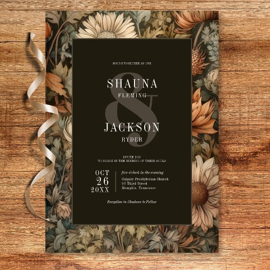 アールヌーボーブラウンウィリアム結婚モリスフローラ 招待状