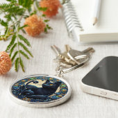 アールヌーボーブラックキャットケルトのキーチェーン キーホルダー (側面)