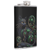 アールヌーボーブラックキャットセルティックビニールフラッ包まれたク フラスク (右)
