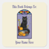 アールヌーボーブラックキャット蔵書票 スクエアシール (正面)