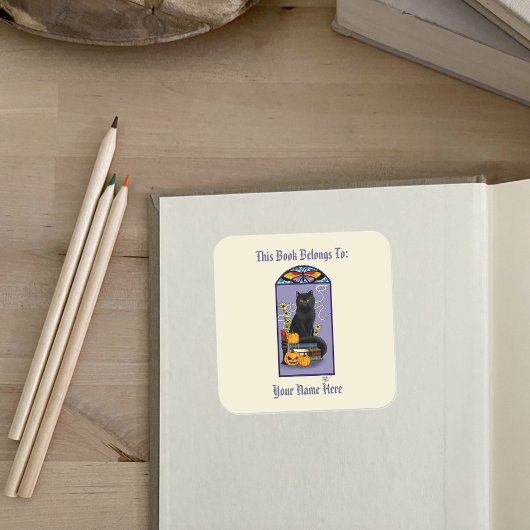 アールヌーボーブラックキャット蔵書票 スクエアシール