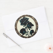 アールヌーボーブラックバラ – タイムレスフローラアート ラウンドシール (封筒)