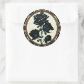 アールヌーボーブラックバラ – タイムレスフローラアート ラウンドシール (バッグ)