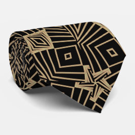 アールヌーボーブラック&ベージュのダイヤモンドパターン ネクタイ