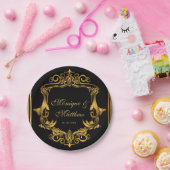 アールヌーボーブラック&金ゴールド王室のズ結婚ズ ペーパープレート (パーティー)