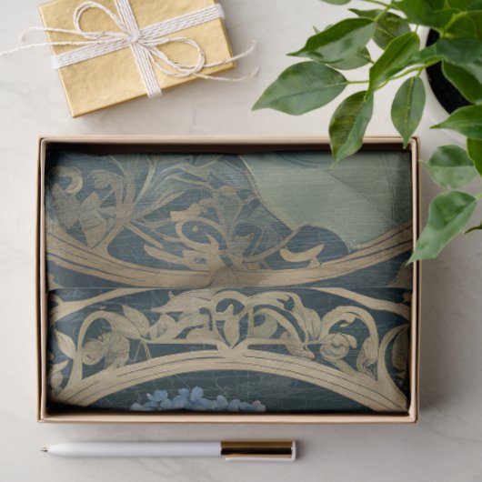 アールヌーボーブルーアジサイ愛の鳥エフエメラ 薄葉紙 (ギフト)