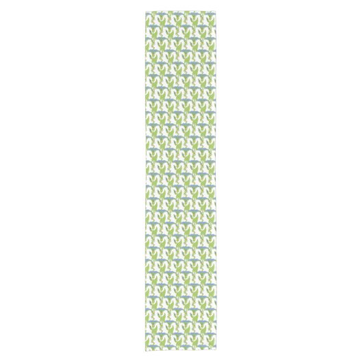 アールヌーボーブルーイポモアフローラ壁紙ダマスク ショートテーブルランナー (正面)