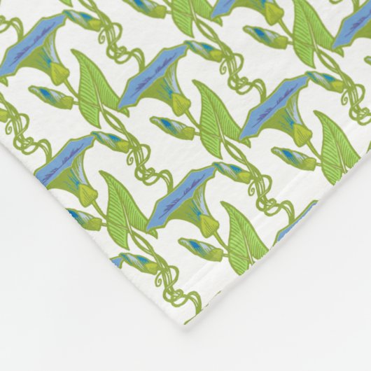 アールヌーボーブルーイポモアフローラ壁紙ダマスク フリースブランケット (角)