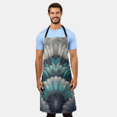 アールヌーボーブルーエレガントシルバーファン エプロン (着用した状態)