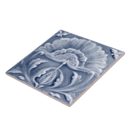 アールヌーボーブルーフローラアンティークルックかわいらし タイル (側面)