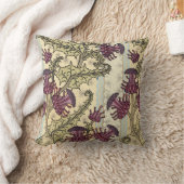 アールヌーボープラムグリーンフローラ装飾用クッション クッション (ブランケット)