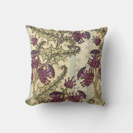 アールヌーボープラムグリーンフローラ装飾用クッション クッション