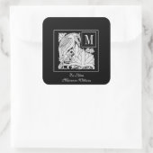 アールヌーボーヘロンモノグラム蔵書票シール スクエアシール (バッグ)