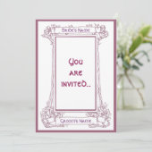 アールヌーボーベリーフレームピンク招待状 招待状 (スタンド正面)