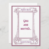 アールヌーボーベリーフレームピンク招待状 招待状 (正面/裏面)