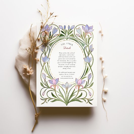 アールヌーボーペリウィンクルブルー結婚フローラ 招待状