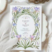 アールヌーボーペリウィンクルブルー結婚フローラ 招待状