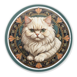 アールヌーボーペルシャ猫 セラミックノブ