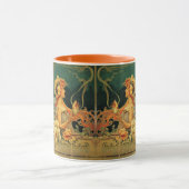 アールヌーボーホットチョコレート広告レッドグリーン マグカップ (中央)