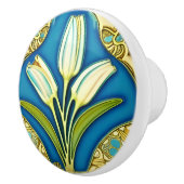 アールヌーボーホワイトスタイルのユリ セラミックノブ (右)