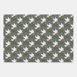 アールヌーボーホワイトドーブラブ ラッピングペーパーシート