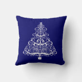 アールヌーボーホワイトホリデーツリーオンブルー クッション (裏面)