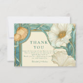 アールヌーボーホワイトポピー結婚ズ サンキューカード (正面)