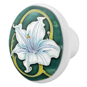 アールヌーボーホワイトリリー セラミックノブ (右)