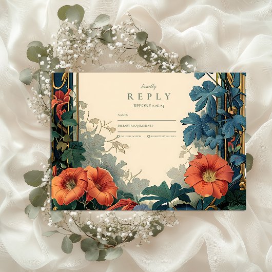 アールヌーボーボ結婚タニカル – フレーエレガントム 出欠カード