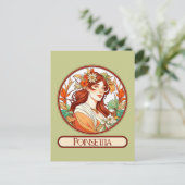 アールヌーボーポインセチア女性 ポストカード (スタンド正面)