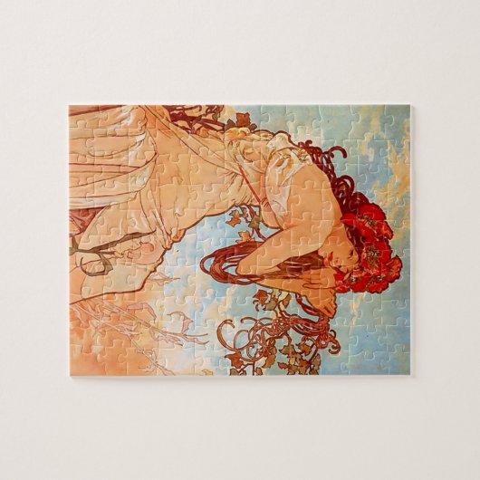 アールヌーボーポスターバイアルフォンスミュシャサマーガール ジグソーパズル (横)