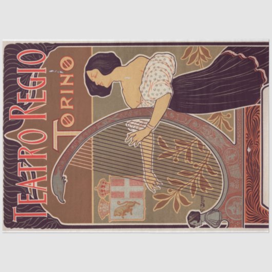 アールヌーボーポスター22ハープ・レディ・デカップージ 薄葉紙 (正面)