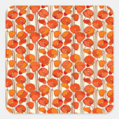 アールヌーボーポピーのステッカー スクエアシール (正面)