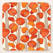 アールヌーボーポピースコースター スクエアペーパーコースター (正面)