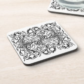 アールヌーボーポピーフローラ白黒 エレガント コースター (左側)