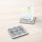 アールヌーボーポピーフローラ白黒 エレガント コースター (右側)