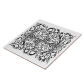 アールヌーボーポピーフローラ白黒 エレガント タイル (側面)