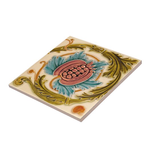 アールヌーボーポメグラネートフェイクレリーフ、 浮き彫りアンティークレプロ タイル (側面)